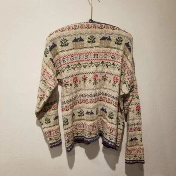 Vintage Bushwacker USA Womens Jacquard Knit Toggle Cardigan Sweater Size 12 - Picture 2 of 6